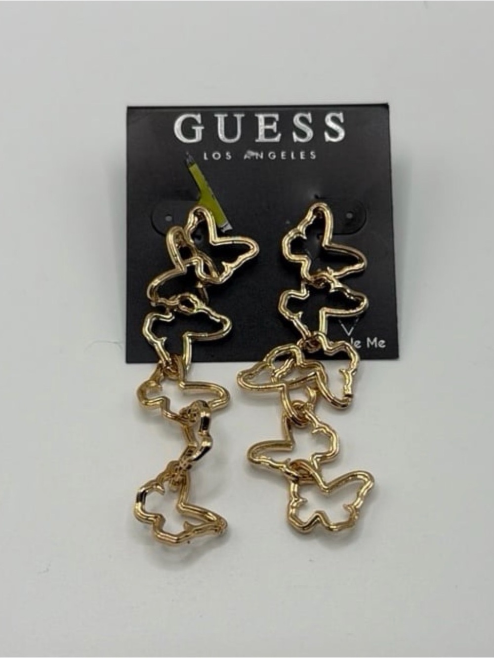 NWT Guess Gold Tone 3” Dangling Butterfly Earrings